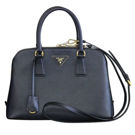 prada saffiano double zip black